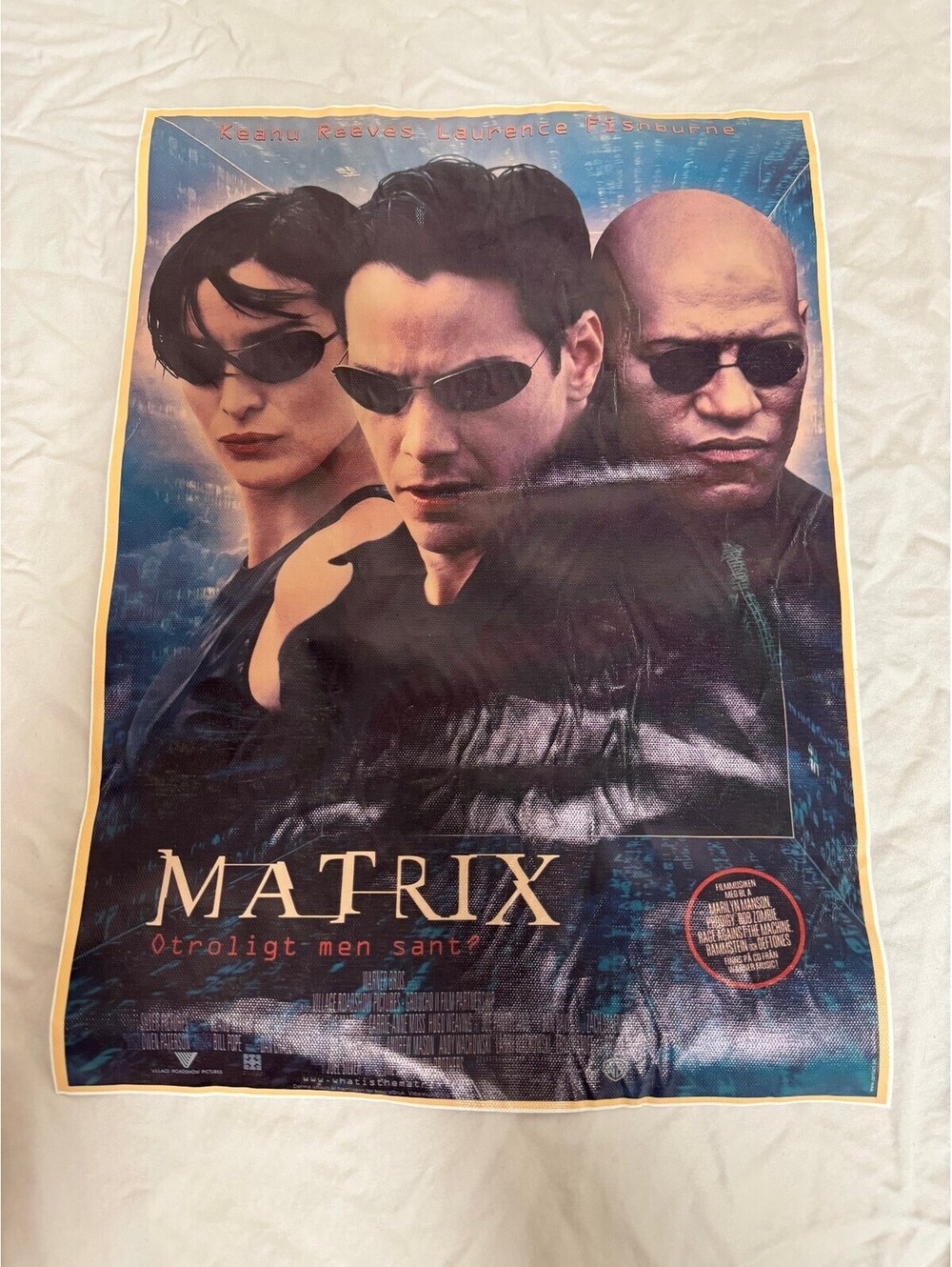 The Matrix 1999 Swedish Promotional Fabric Poster Warner Bros 12x16
